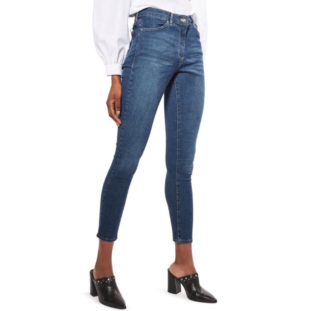 TOPSHOP Jeans Women's Size 29 LEIGH Medium Wash Super Soft Ankle Grazer